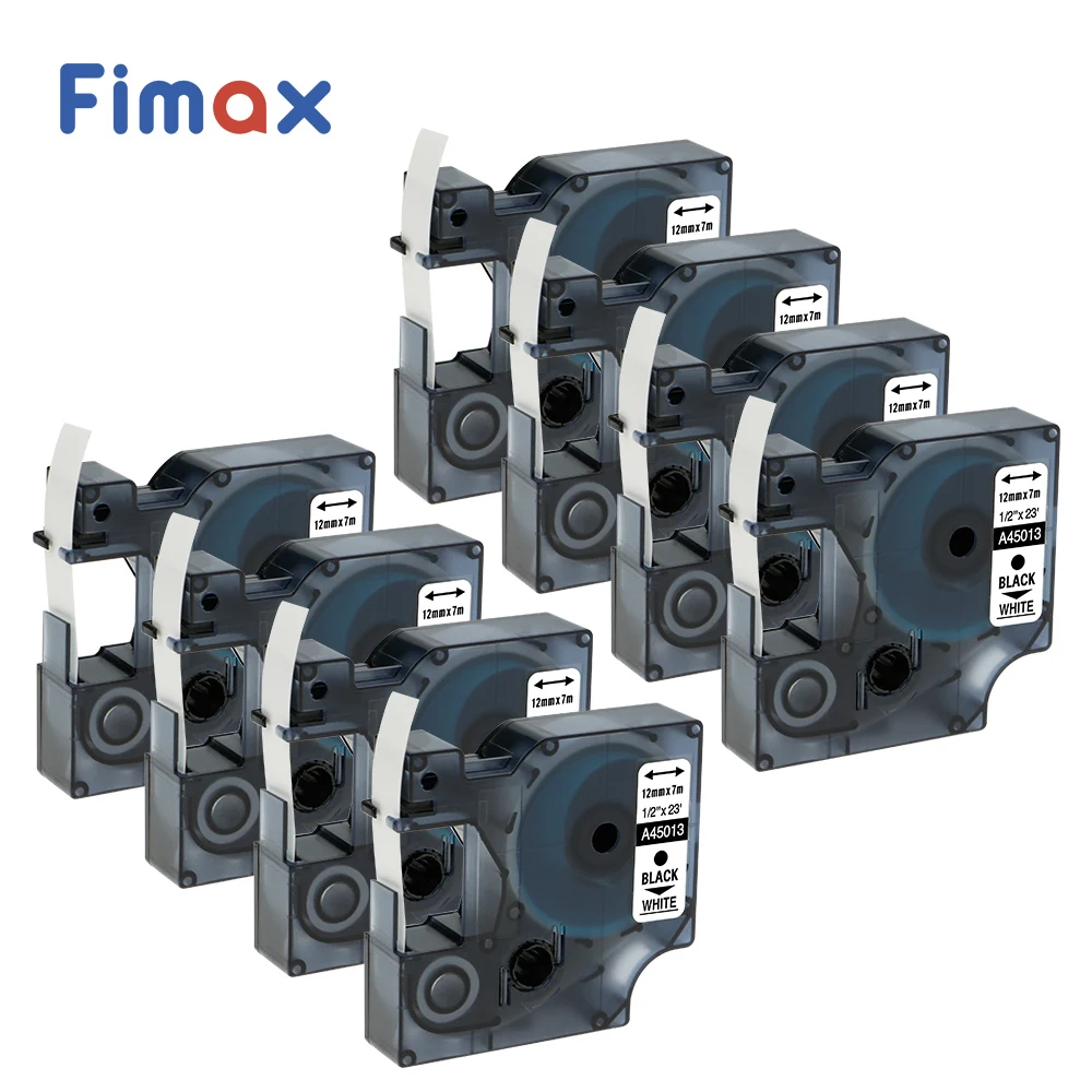 

Fimax 8 шт. для Dymo D1 лента для принтера этикеток 45013 12 мм * 7 м (1/2 дюйма x 23 дюйма) черная на белом DYMO D1 лента для Этикеток DYMO D1 ленты с лейблом