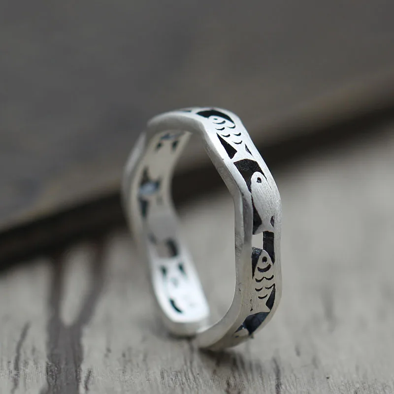 Серебряное украшение S990 в стиле ретро винтажное женское кольцо с ажурными