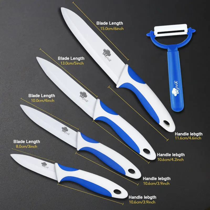 3456 BLUE WHITE SET Керамический нож, кухонные ножи, 3, 4, 5, 6 дюймов, с овощечисткой, шеф-повара, для очистки овощей, фруктов, нож, нож, белое лезвие, набор для приготовления пищи - Цвет: 3456 BLUE WHITE SET