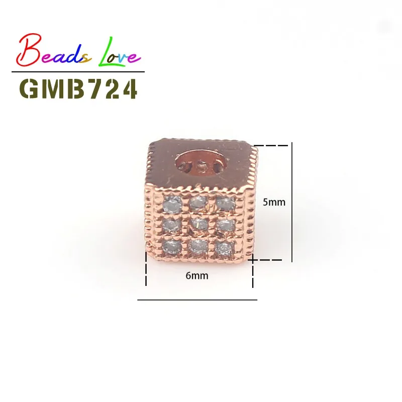 3 шт./лот 6*5 мм Металлический Micro Pave циркониевые кристаллы квадратный Форма медные