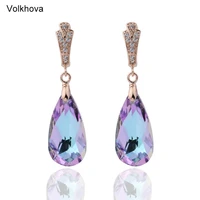 drop earrings for women with cubic zirconia luxury jewelry 585 rose gold color best lady ol dangle earring