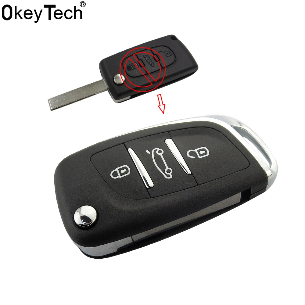 Новинка модифицированный чехол для автомобильного ключа раскладушки OkeyTech с 3