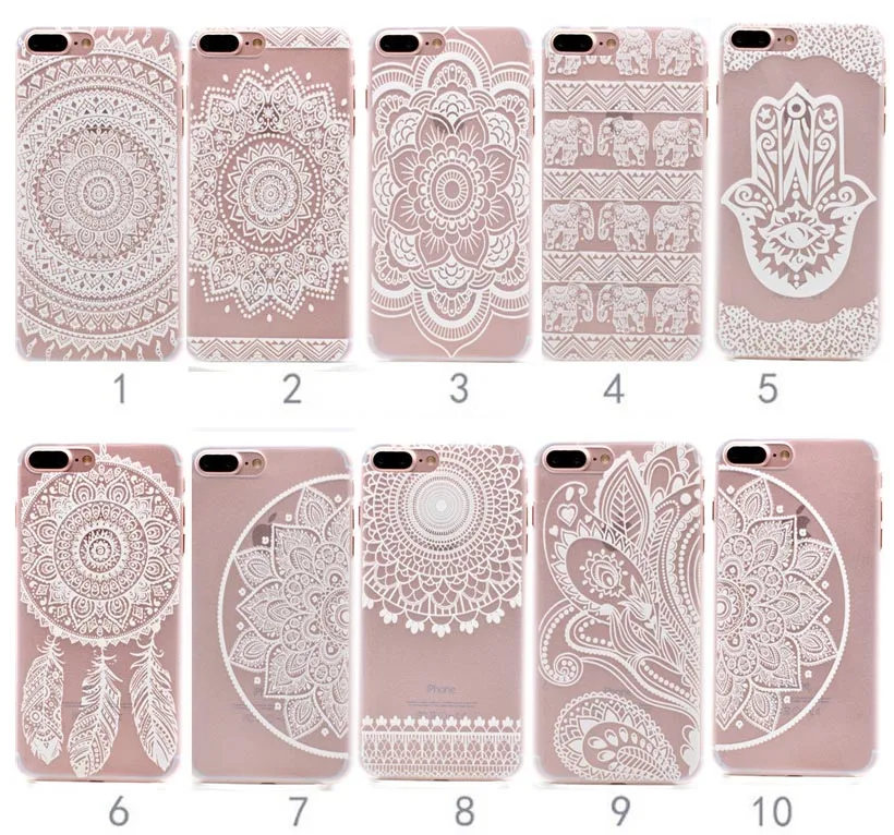 Модный цветочный Мандала белый Хна Дизайн чехол для телефона iPhone 5 5S SE 6 6s Plus 7 XR XS Max