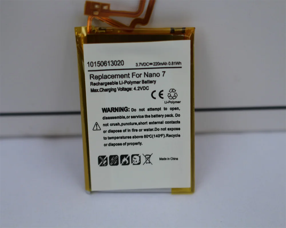 30 шт./лот Сменный аккумулятор для Apple iPod Nano 7 го поколения 3 в литий полимерный