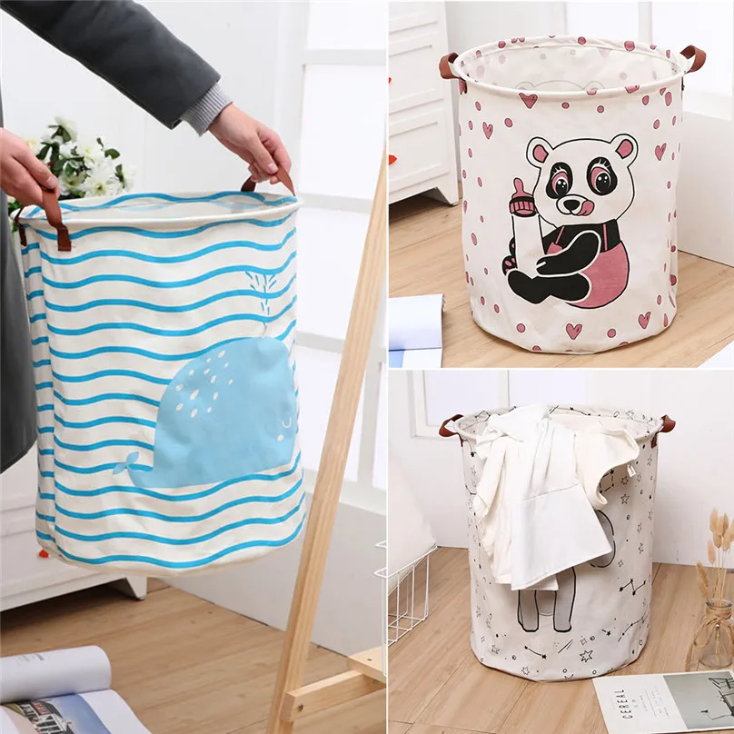 Корзина для хранения из хлопка и льна водонепроницаемая с полиэтиленовым