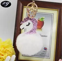 New Arrival Super Cute Rainbow Horse Unicorn Fluffy Faux Fur Pompom Keychian Pendant Bag Charms Handbag Accessory Purse Ornamen | Украшения