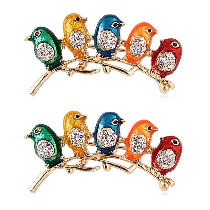 Милая эмалированная Женская Брошь в виде пяти птиц ювелирные изделия броши на