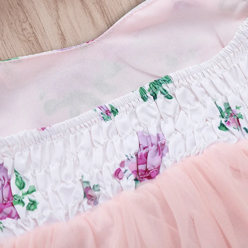 Платья для новорожденных девочек платье принцессы с цветочным принтом и