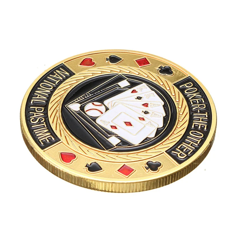Металлический защитный чехол для покерного чипа с золотым покрытием и круглой
