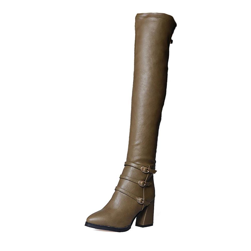 autumn winter new Plush over the knee women boots Chunky Heel Shoes ladies long boots female Thigh High Botas large size 32 43