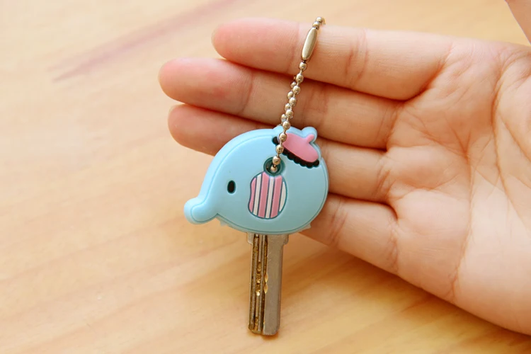 Cartoon Anime Cute Key Cover Cap Silicone Mickey Stitch Bear Keychain Women Gift Owl Porte Clef Minne Key Chain