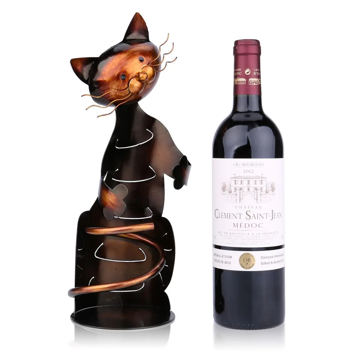 Tooarts Metal Sculpture Cat Shaped Wine Holder shelf Home decoration Crafts | Дом и сад