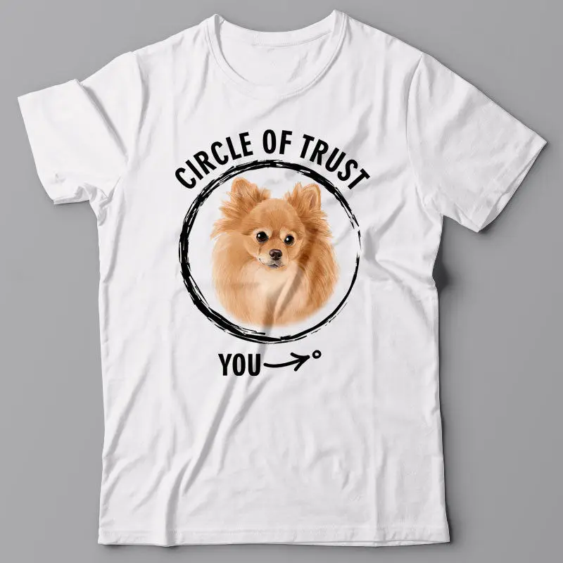 Крутая футболка с круглым вырезом и принтом круг доверия-Померанский подарок для