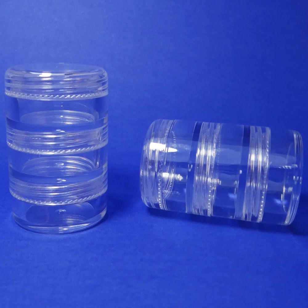 

80 set 3 Stacked Storage Container Mini Clear Plastic Jar Travel Sample Case 5 g (AY81(5)(3-stacked)=80sets)