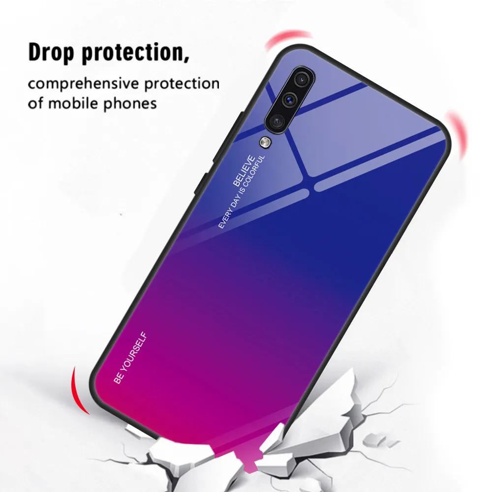 KEYSION градиент чехол из закаленного стекла для телефона Samsung Galaxy A50 A70 A40 A30 A20 A10 M30 M20