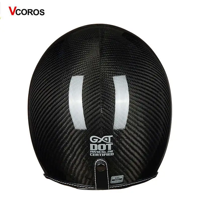 Шлем мотоциклетный VCOROS винтажный из углеродного волокна с открытым лицом для