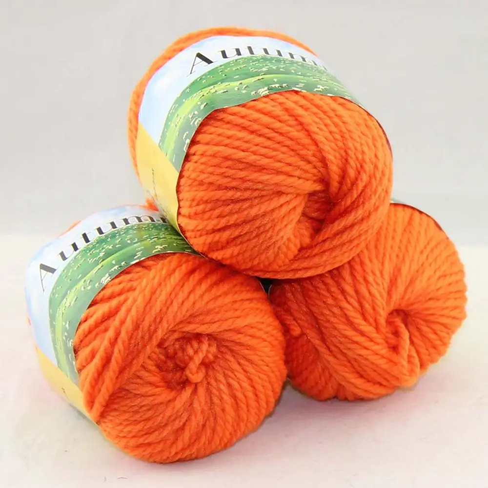 Tangerine 215 Лот из 3 BallsX50g на не сужающемся книзу массивном ботинки ручной работы; Толстая шерстяная пряжа для вязания 248-C1 - Цвет: Tangerine 215