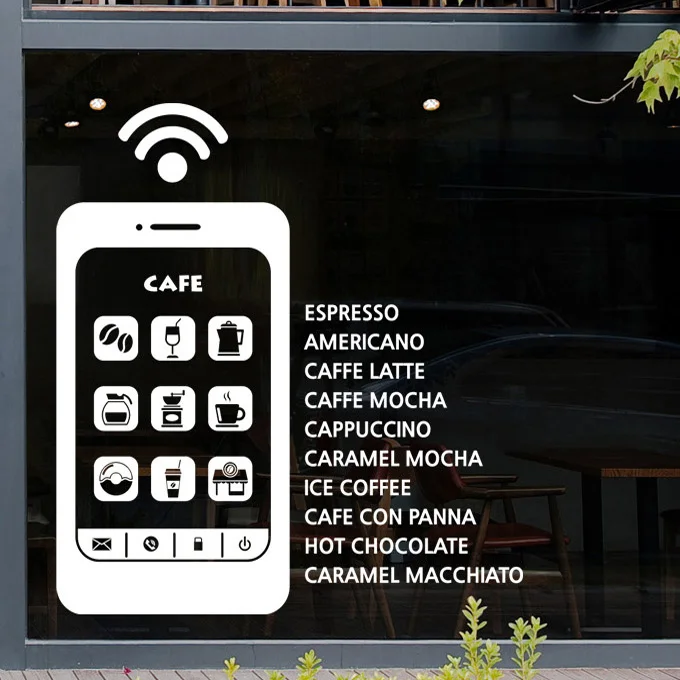 Настенная Наклейка в виде кофейни с Wi Fi|wall decor|decoration designdesigner wall stickers |