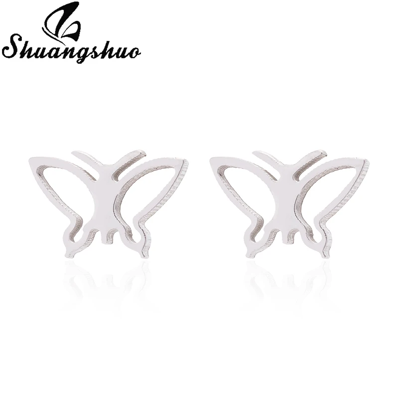 Jewelry GED074S Shuangshuo Шарм браслет с бабочкой для женщин животных нержавеющая сталь звено цепи девушки браслет ювелирные изделия pulseras mujer - Окраска металла: Jewelry GED074S