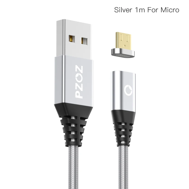 PZOZ Micro USB Магнитный кабель адаптер для быстрой зарядки Кабели для мобильных телефонов Microusb Android зарядное устройство для Samsung Xiaomi Tablet - Цвет: Sliver For Micro