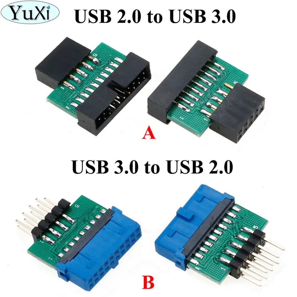 YuXi USB3.0 19 контактный 20 гнездовой адаптер USB 3 0 9 Переходник 2 19/20контактный на