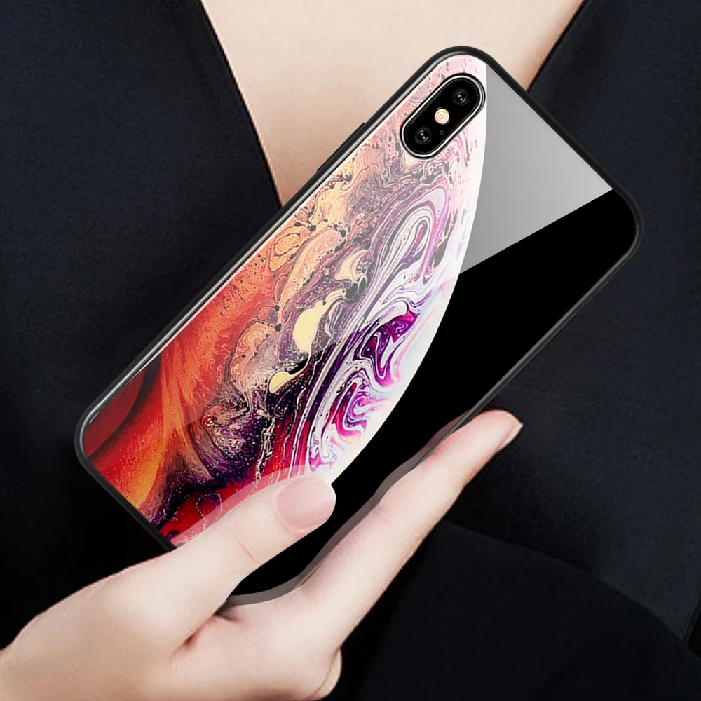 MYSUN стеклянный чехол для iPhone XS Max XR X 6 6S 7 8 Plus Винтажный телефона с полным корпусом