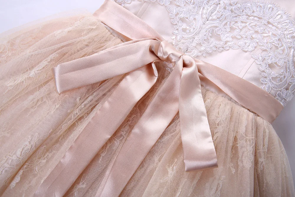 Cutestyles New Arrival Girl Party Dress Flower Prom Beige Grandi Wedding Kids Clothes | Детская одежда и обувь