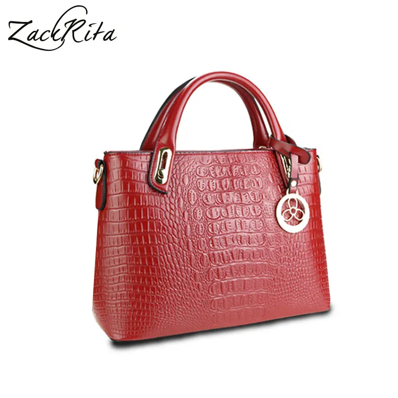 ZackRita Women NEW Fashion Red Leather Business Casual Work Big Tote Handbag Hand Bags with Shoulder Strap Bolsa Feminina B3 | Багаж и