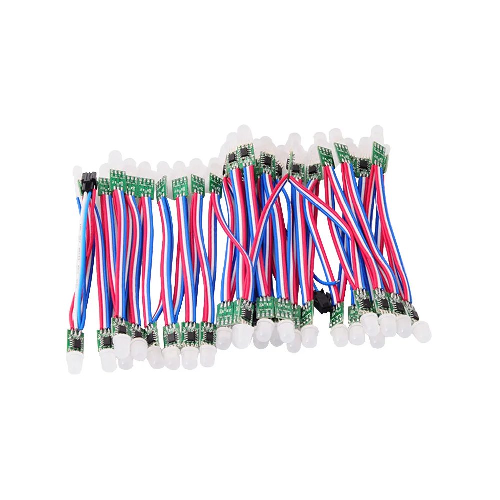 100 шт. 9 мм WS2811 Светодиодный модуль, черный/зеленый/белый/RGB провод, 2811 IC RGB цифровой светодиодный модуль пикселей, адресуемый полноцветный, IP30, DC5v