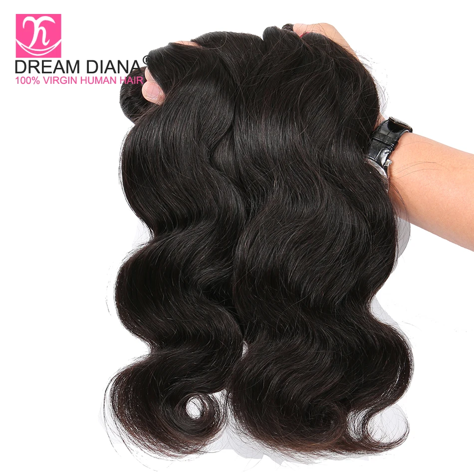 DreamDiana малазийские объемные волнистые 3 пучка натуральные черные волосы Remy пучки