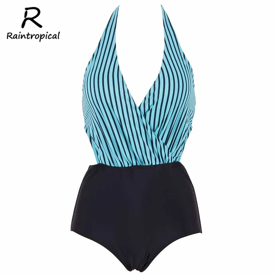 Новый слитный купальник rainтропический женский сексуальный Однотонный купальный