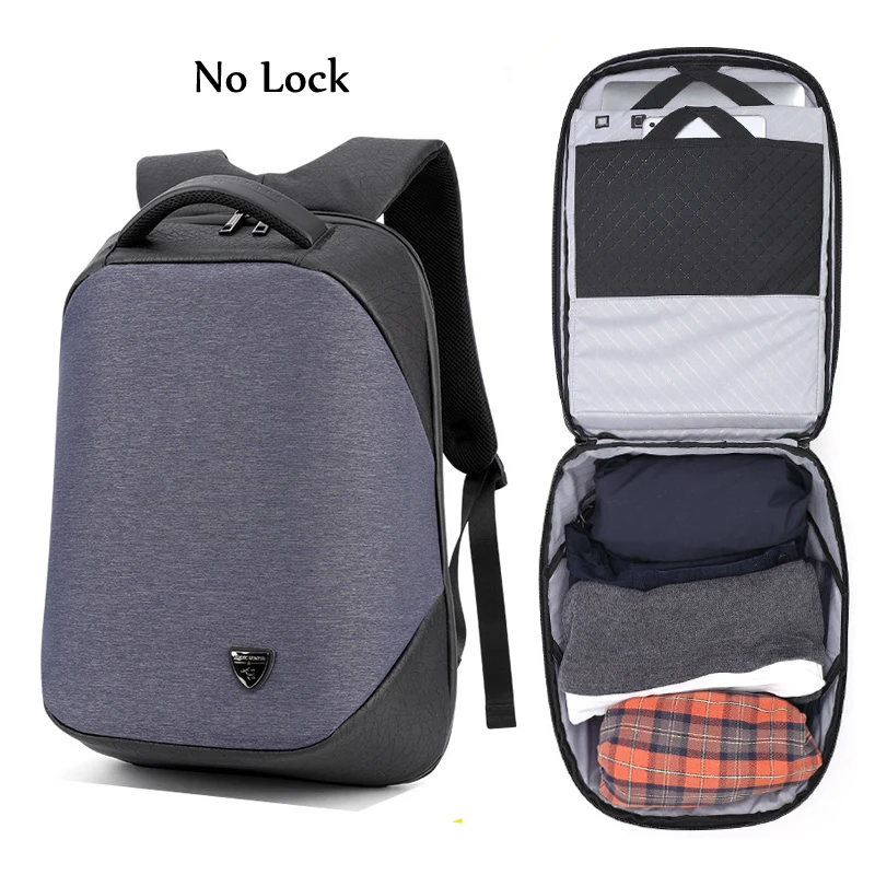 no lock blue Арктический Хантер Анти-кражи Водонепроницаемый USB Для мужчин 15,6 дюймов рюкзак для ноутбука с таможенный замок TSA Тетрадь мужская сумка через плечо - Цвет: no lock blue