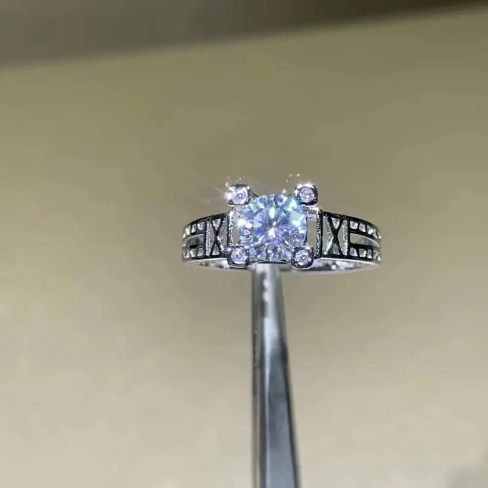 Круглое серебряное кольцо с муассанитом 1ct D VVS роскошное кольцо с муассанитом Weding для женщин