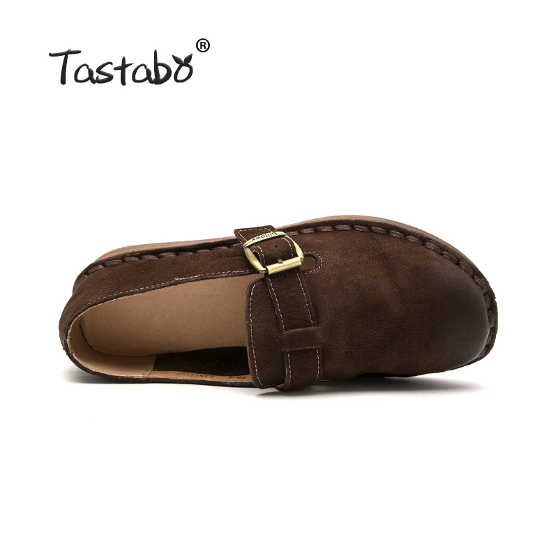 Женские кожаные туфли ручной работы Tastabo однотонные на плоской подошве с простой