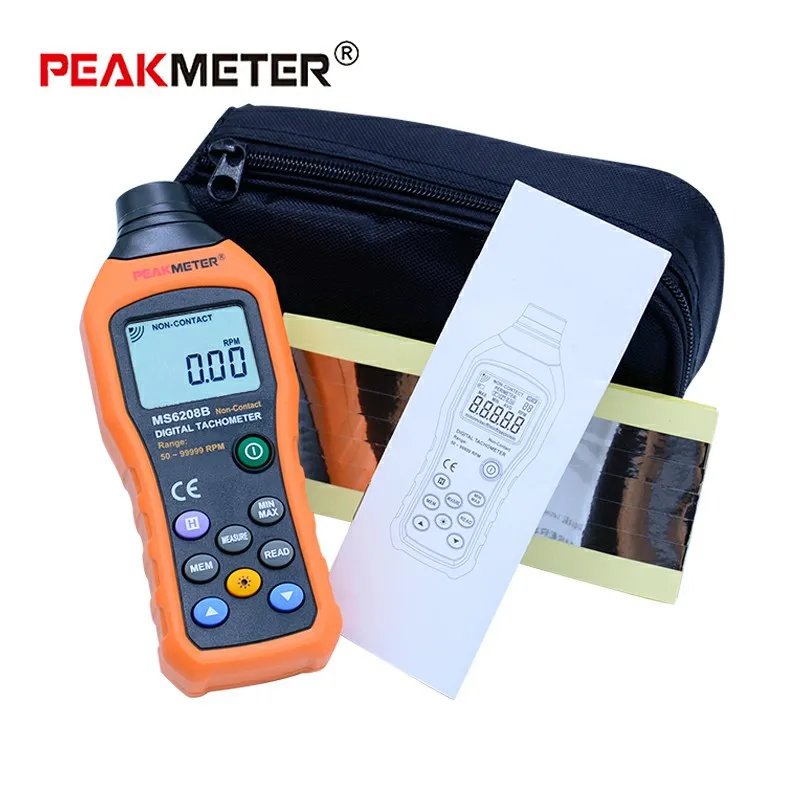 Цифровой Бесконтактный тахометр PEAKMETER PM6208B измеритель оборотов в минуту