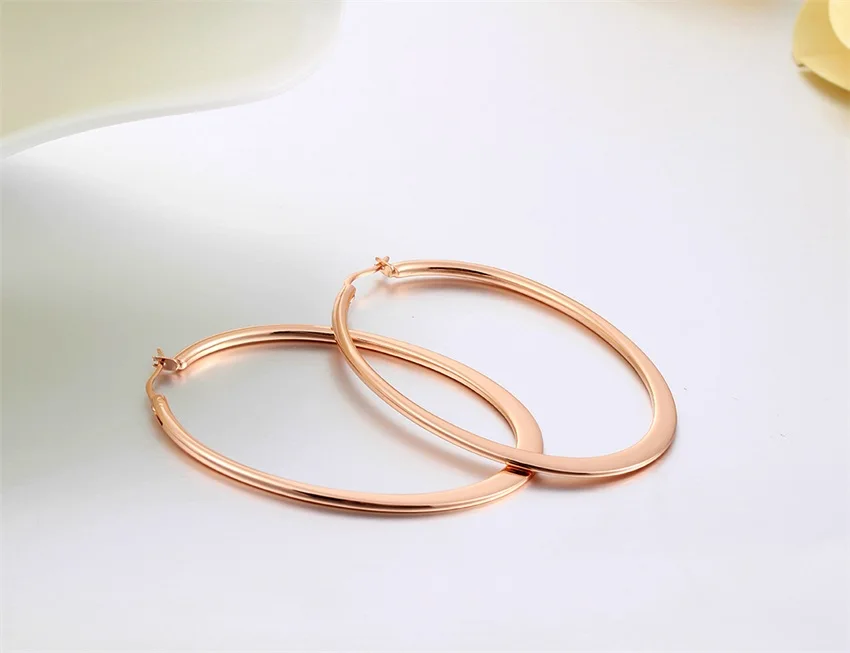 Розовый и белый золотой цвет массивные большие Овальный Круглый Серьги кольца