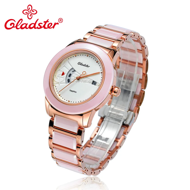 Женские наручные часы Gladster японские Miyota из нержавеющей стали с керамическим