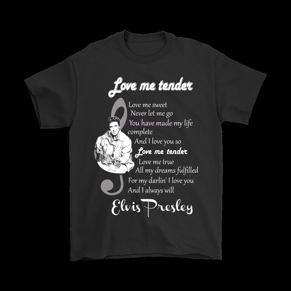 Футболки с надписью Love Me Tender Elvis Presley Song|Мужские футболки| |