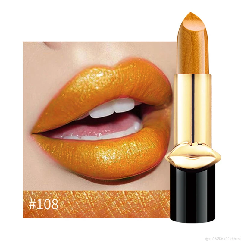 12 цветов Матовая блестящая металлическая губная помада водостойкая Длительное