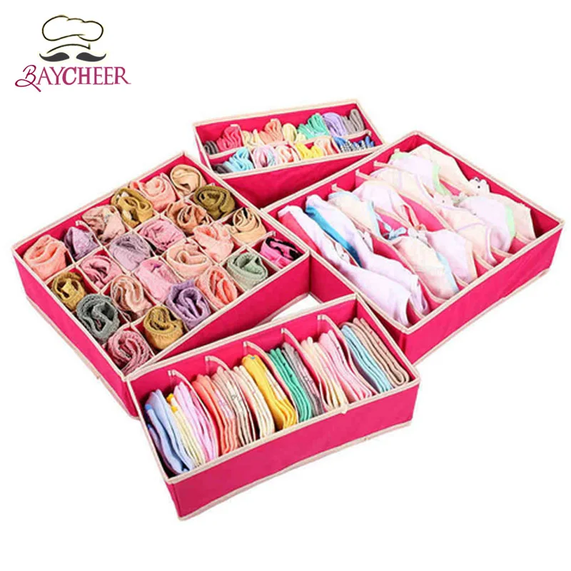 Коробка для хранения 4 шт. Нетканая бежевая складная с выдвижными ящиками