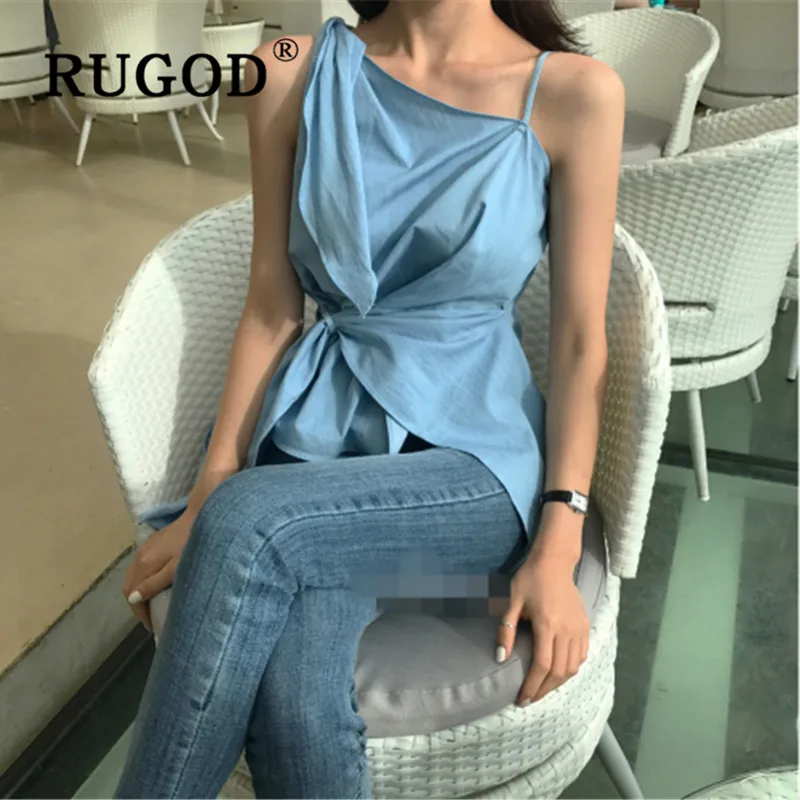 Женская блузка с тонкими бретельками RUGOD элегантная офисная в Корейском стиле на