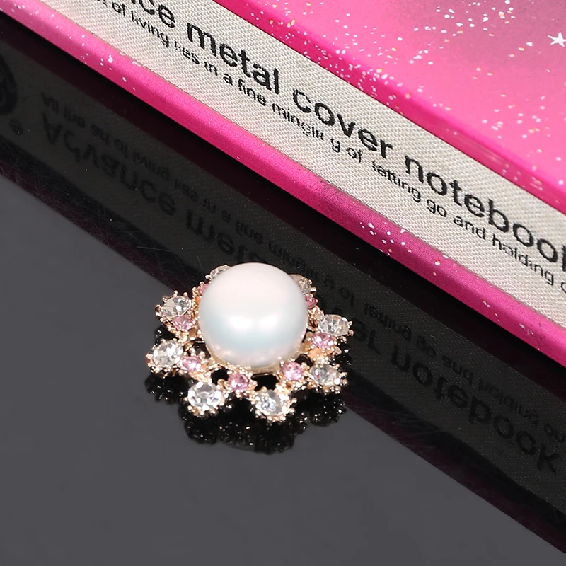 Engood 60Pcs Pink Rhinestone Big Pearl center Flower Buttons for DIY hair accessories and wedding decoration RM46 | Дом и сад