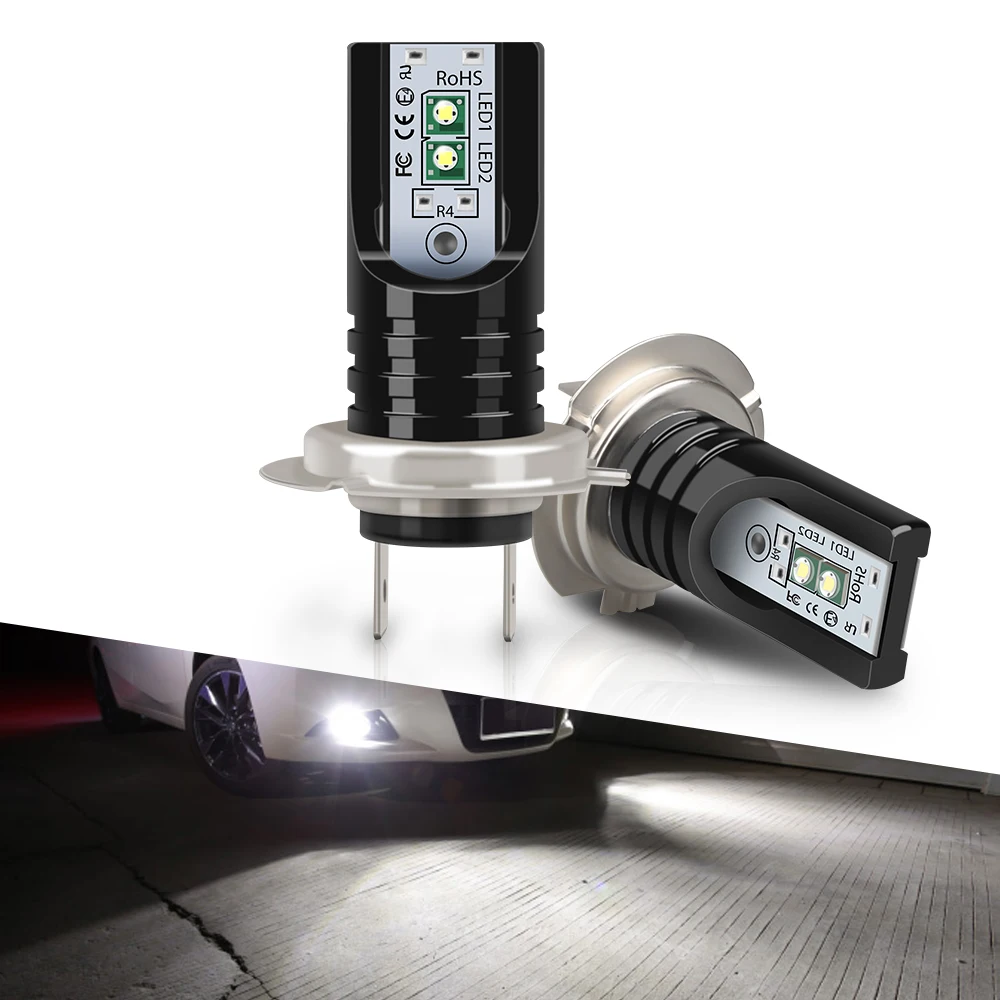 2 шт. Автомобильные светодиодные лампы H7 6000 лм 30000 к с чипом Cree|Передние LED-фары для