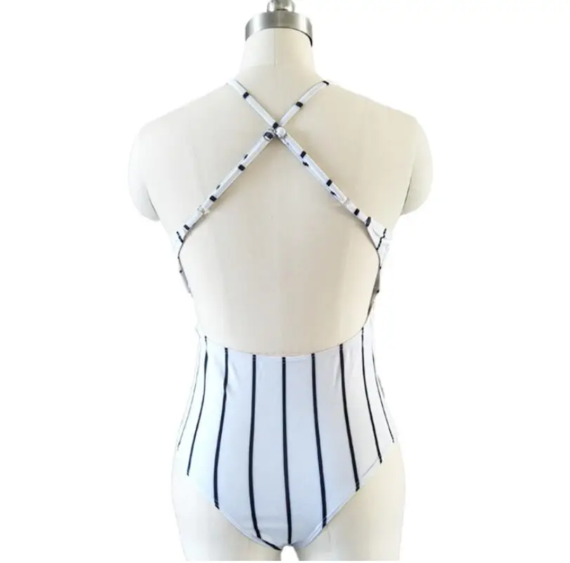 2019 New Vintage One Piece Swimsuit Women Swimwear Push Up Bathing Suit Back Cross Bandage Monokini Beach Wear Retro Swim | Женская