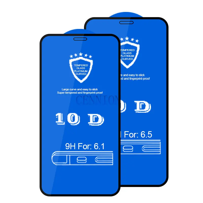 Hot Sale 10D Full Coverage Tempered Glass Protector for iPhone 14 13 12 5.4 Pro 6.1 6.7 X XR XS 11 5.8 Max 6.5 100pcs