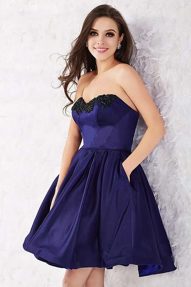 Атласная линия Мини Короткие Коктейльные Платья 2017 Горячие продажа Милая Спинки