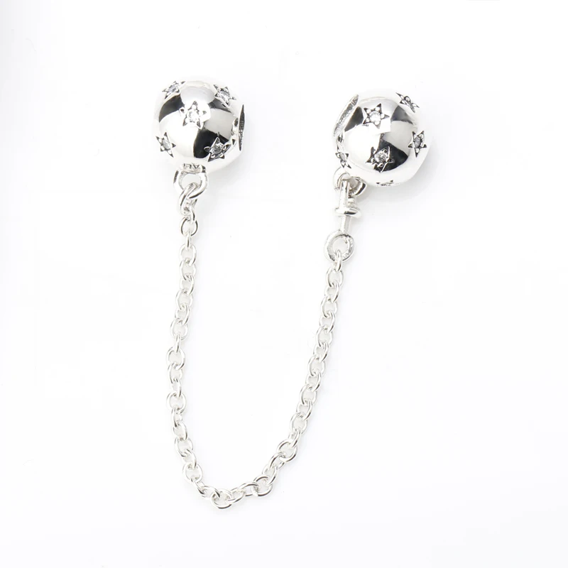 Безопасная цепочка из стерлингового серебра 925 пробы с бусинами и бантом