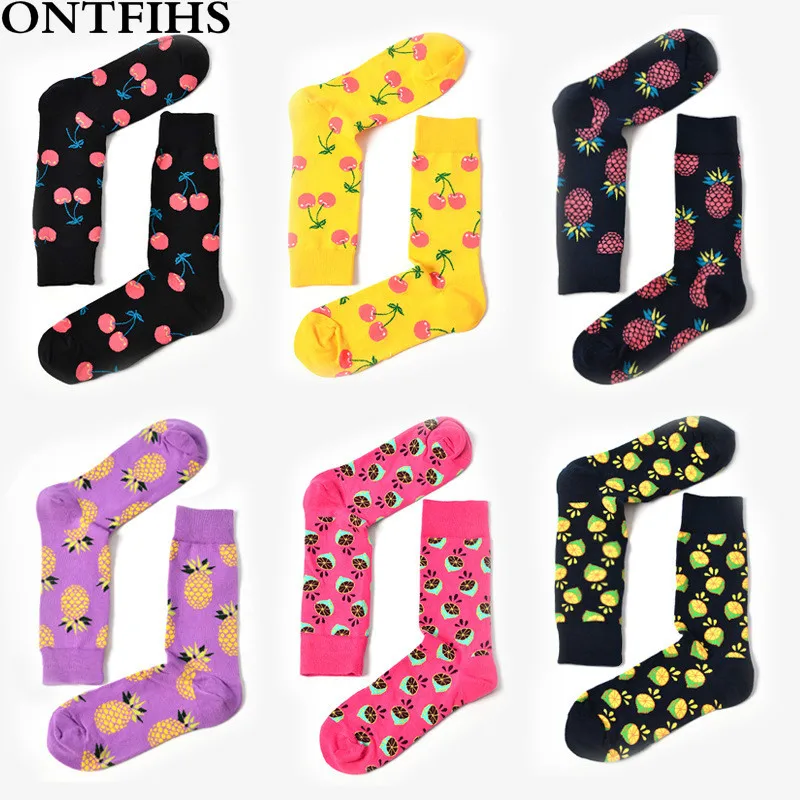 5 пар/лот Happy SOCK фрукты градиент Цвета новый хлопок Для мужчин женщин Носки для