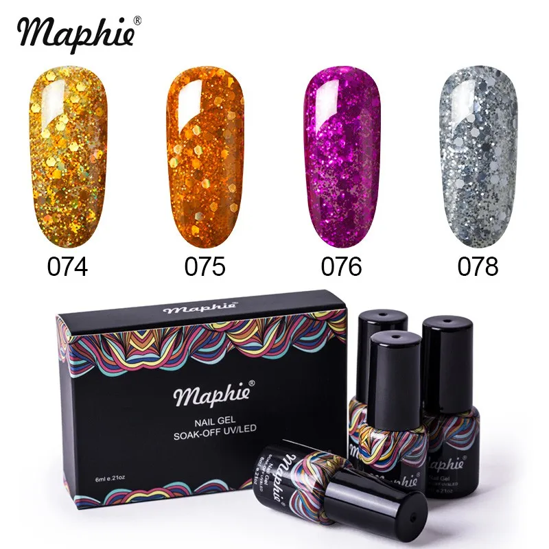 7 Maphie 4 шт/партия золотой цвет серии Led гель лак для ногтей набор супер мерцающий блеск УФ Гель-лак для ногтей Полупостоянный гель - Цвет: 7