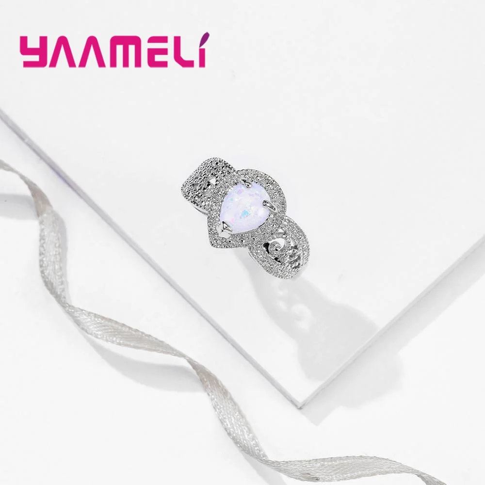 Изумительная цена капли воды Белый огненный опал 925 пробы серебряное кольцо